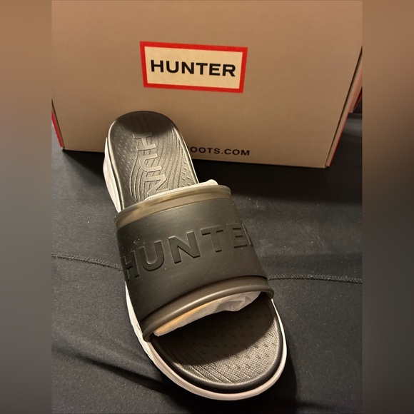 Hunter ladies Geneva slide sandals black size 10 - Picture 1 of 8